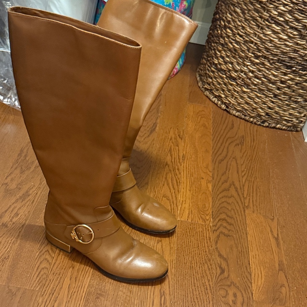 Tory Burch Elegant Brown Leather Riding Boots